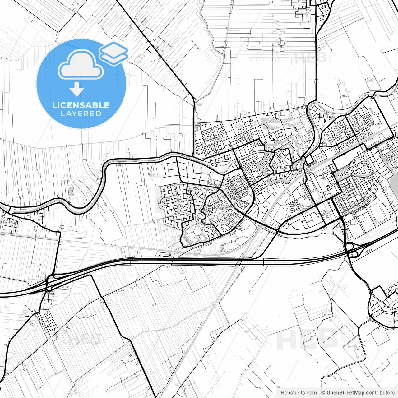 Layered PDF map of Woerden, Utrecht, Netherlands
