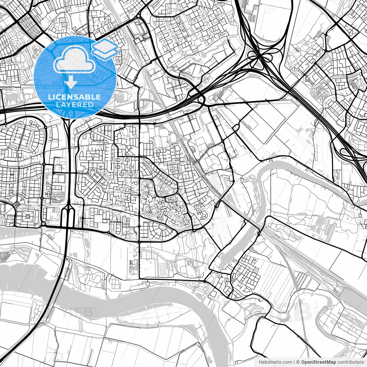Layered PDF map of Barendrecht, South Holland, Netherlands