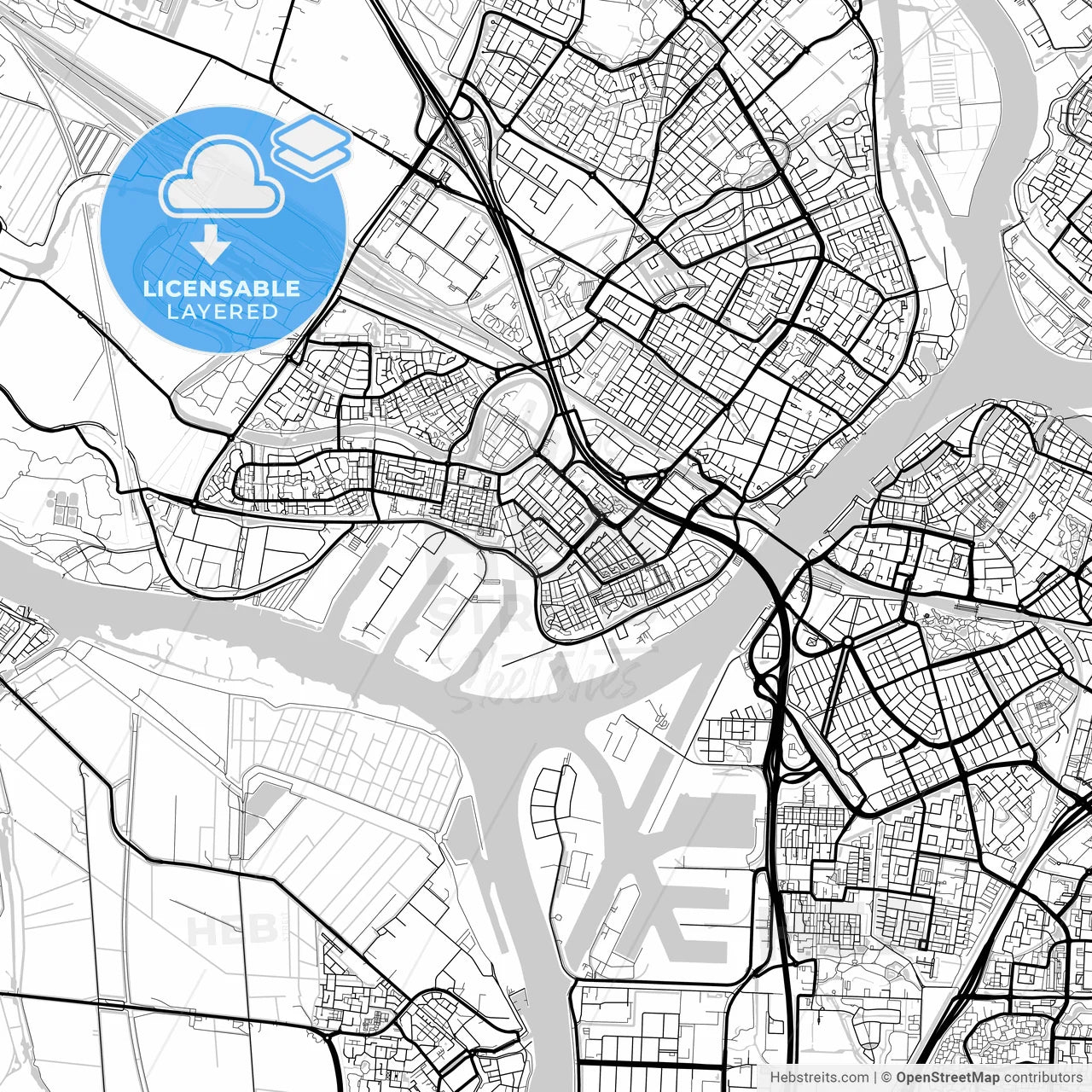 Layered PDF map of Zwijndrecht, South Holland, Netherlands