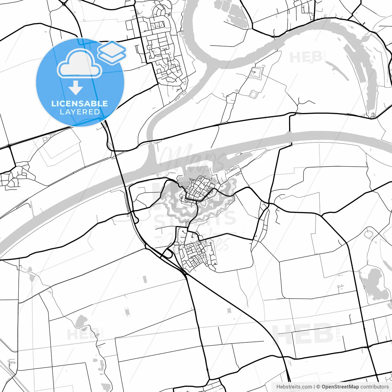Layered PDF map of Heusden, North Brabant, Netherlands