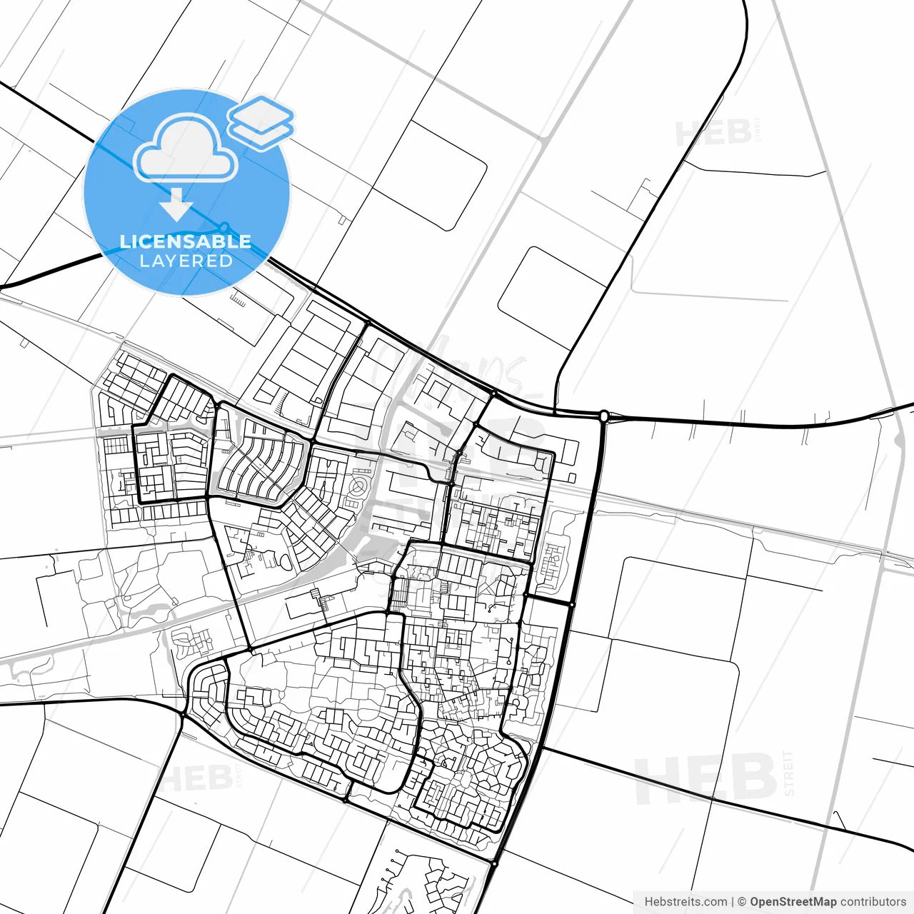 Layered PDF map of Dronten, Flevoland, Netherlands