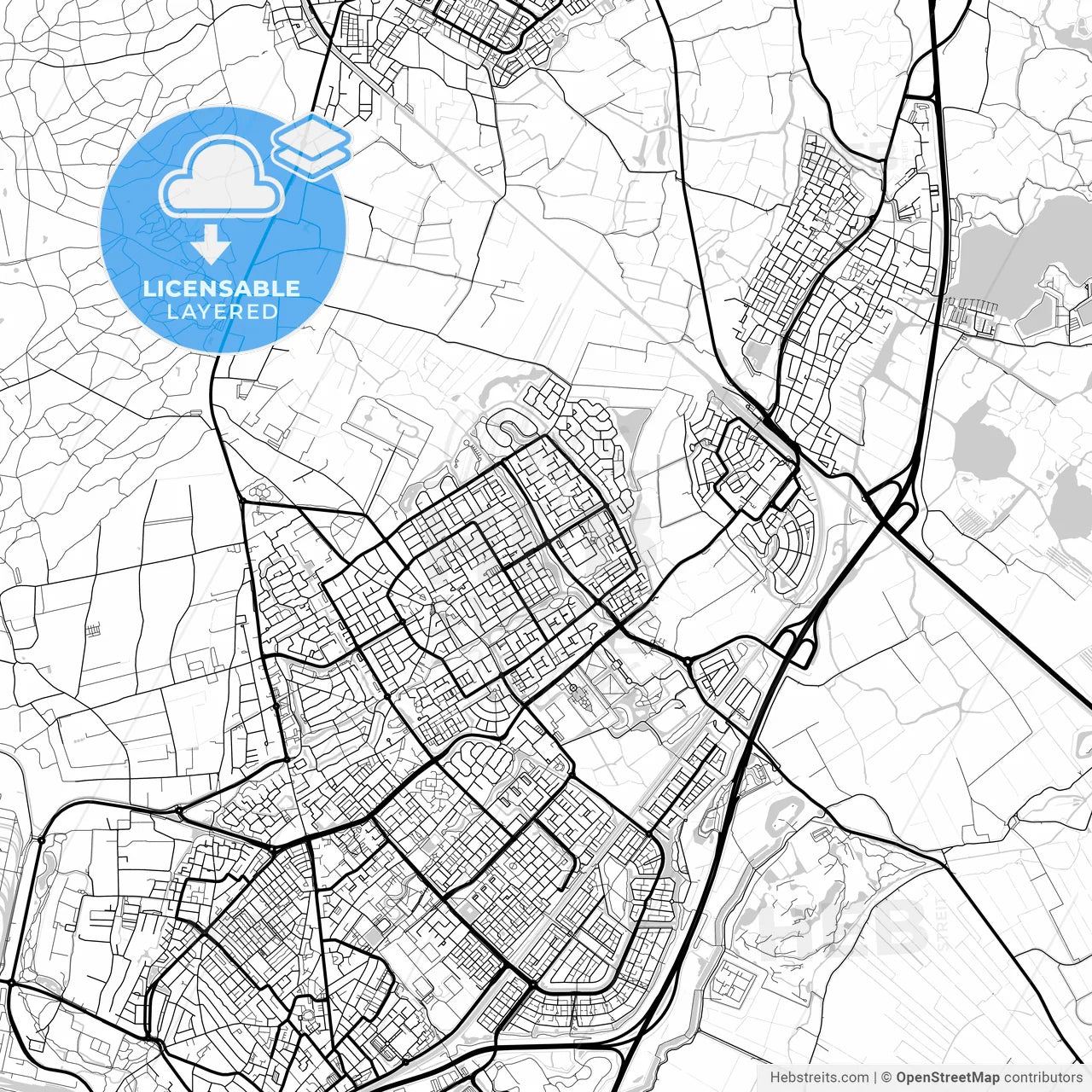 Layered PDF map of Heemskerk, North Holland, Netherlands