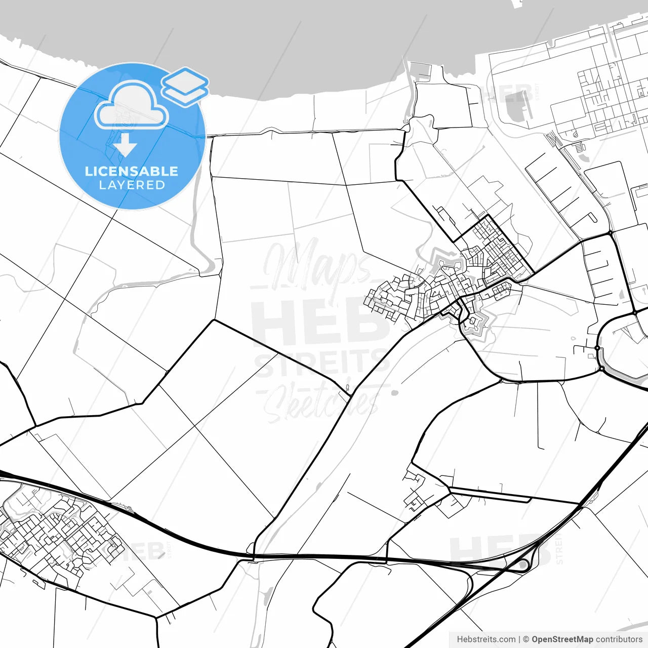 Layered PDF map of Moerdijk, North Brabant, Netherlands