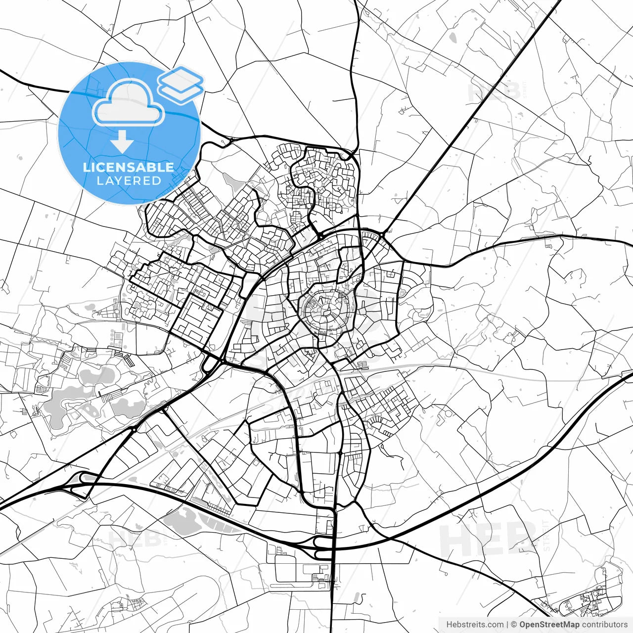 Layered PDF map of Oldenzaal, Overijssel, Netherlands