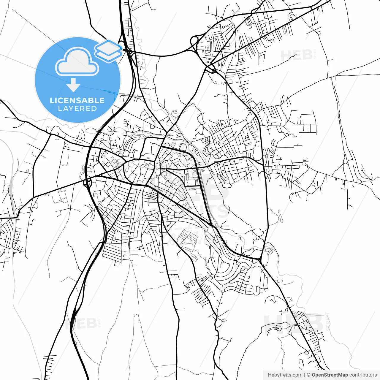 Layered PDF map of Kumanovo, North Macedonia