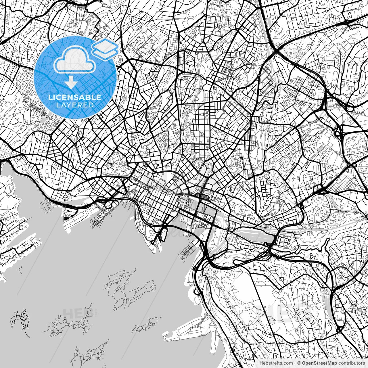 Layered PDF map of Oslo, Oslo, Norway