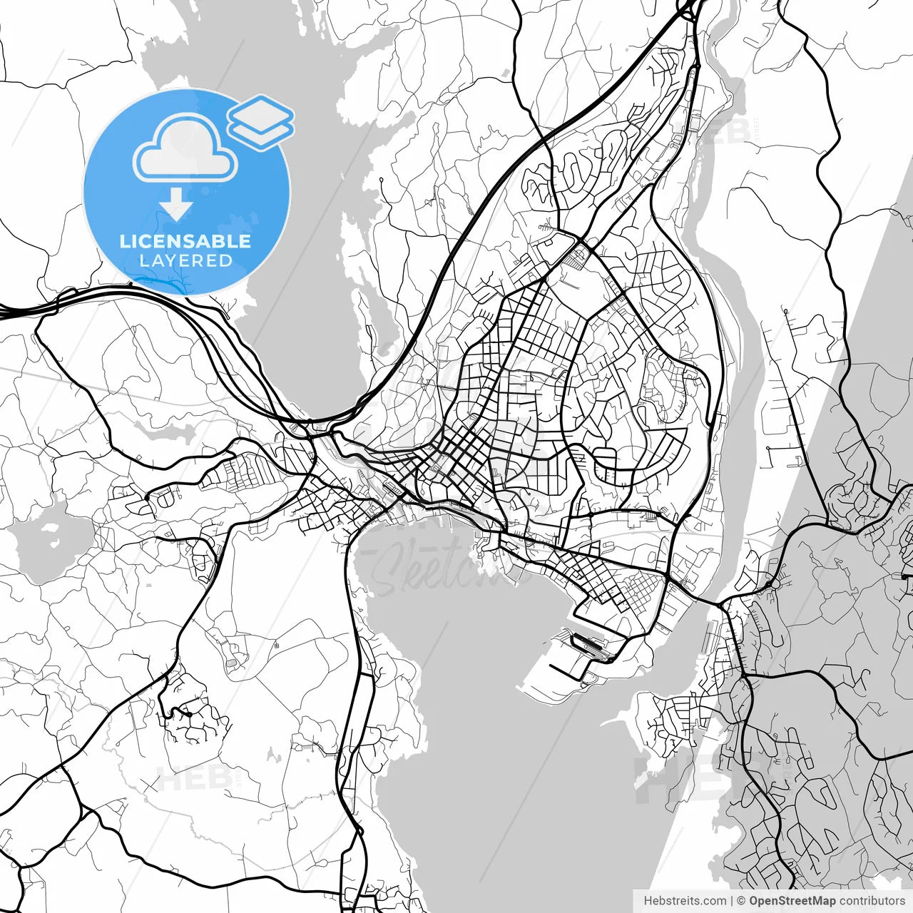 Layered PDF map of Larvik, Vestfold, Norway