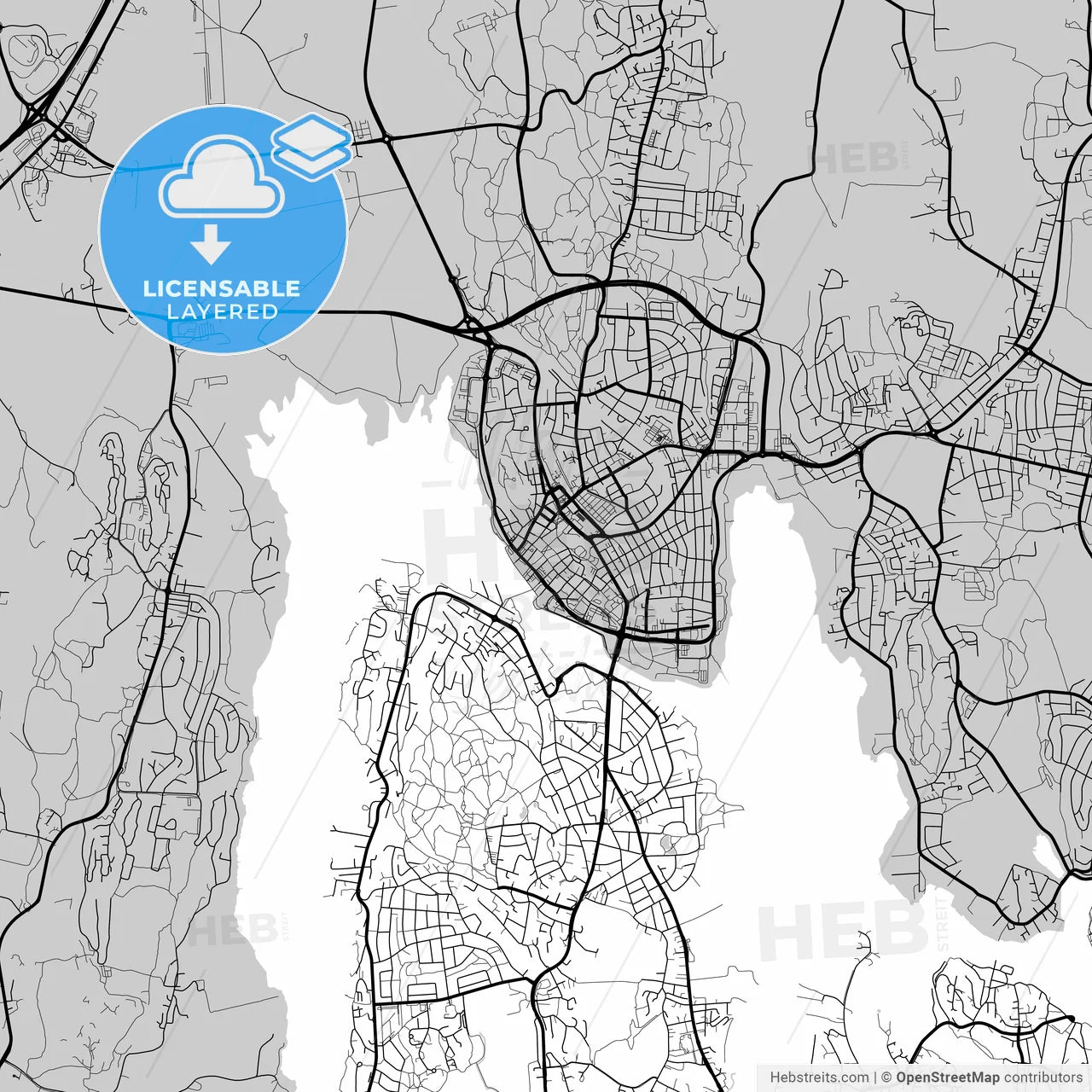 Layered PDF map of Tønsberg, Vestfold, Norway