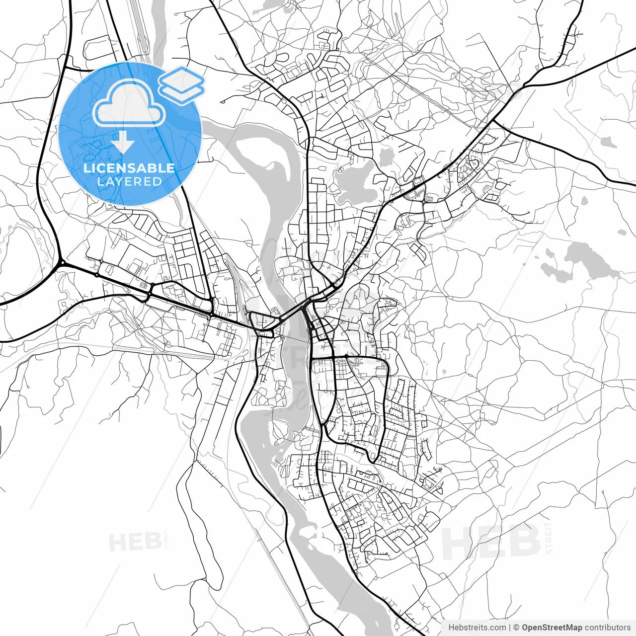 Layered PDF map of Elverum, Hedmark, Norway