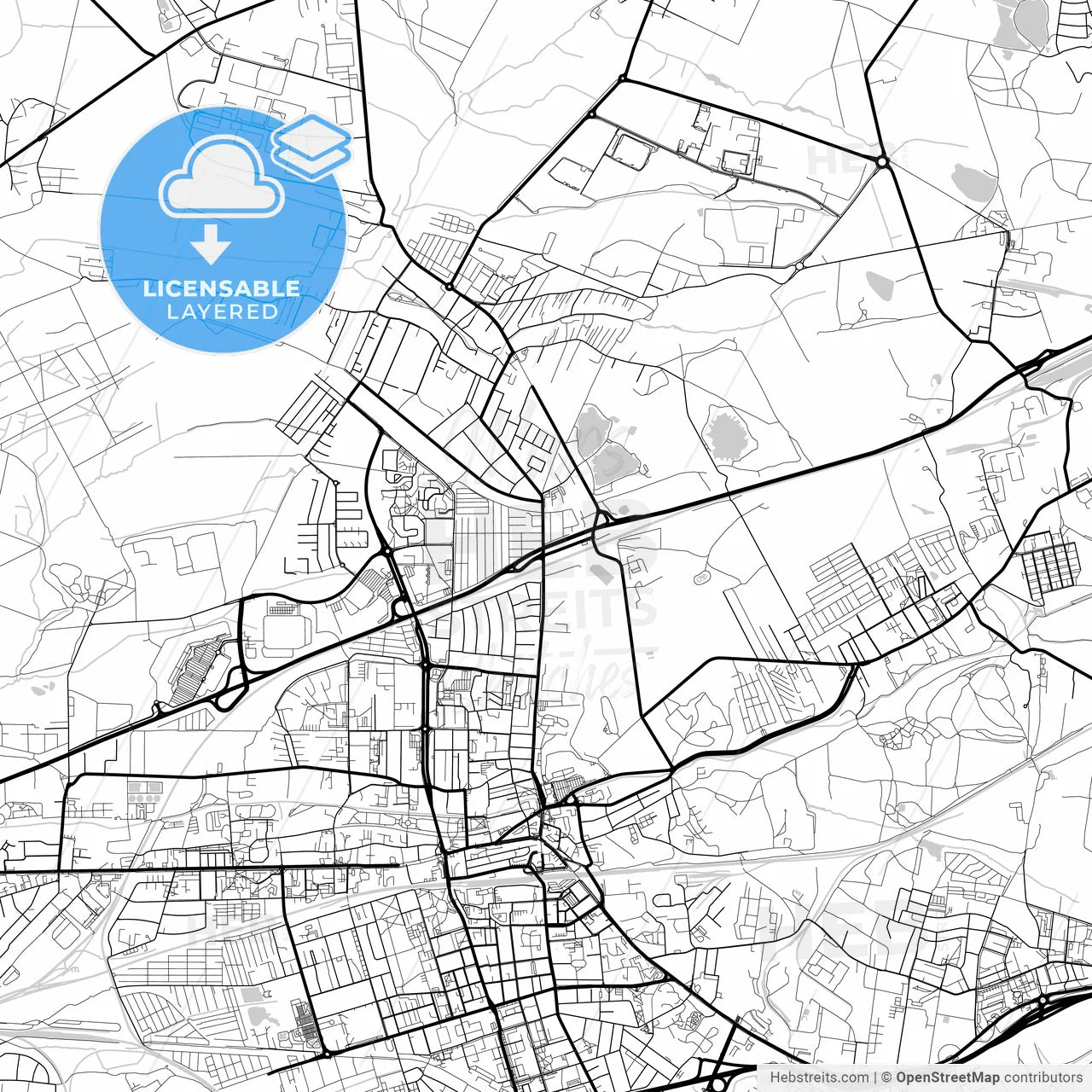 Layered PDF map of Zabrze, Silesian, Poland