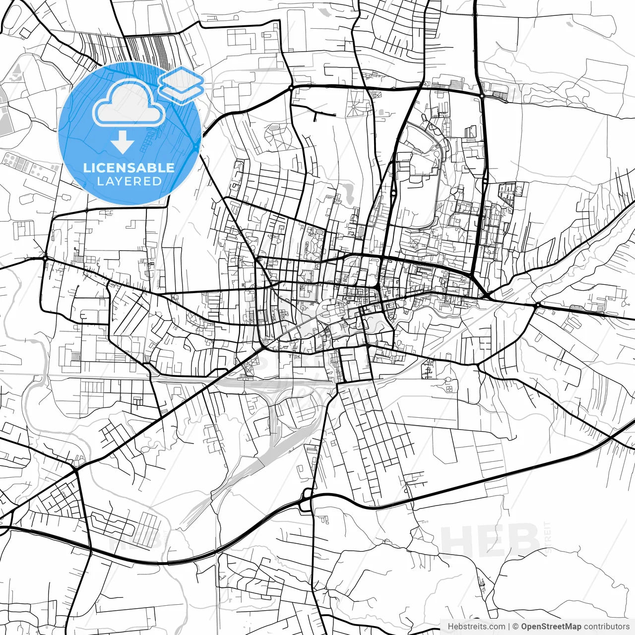 Layered PDF map of Tarnów, Lesser Poland, Poland