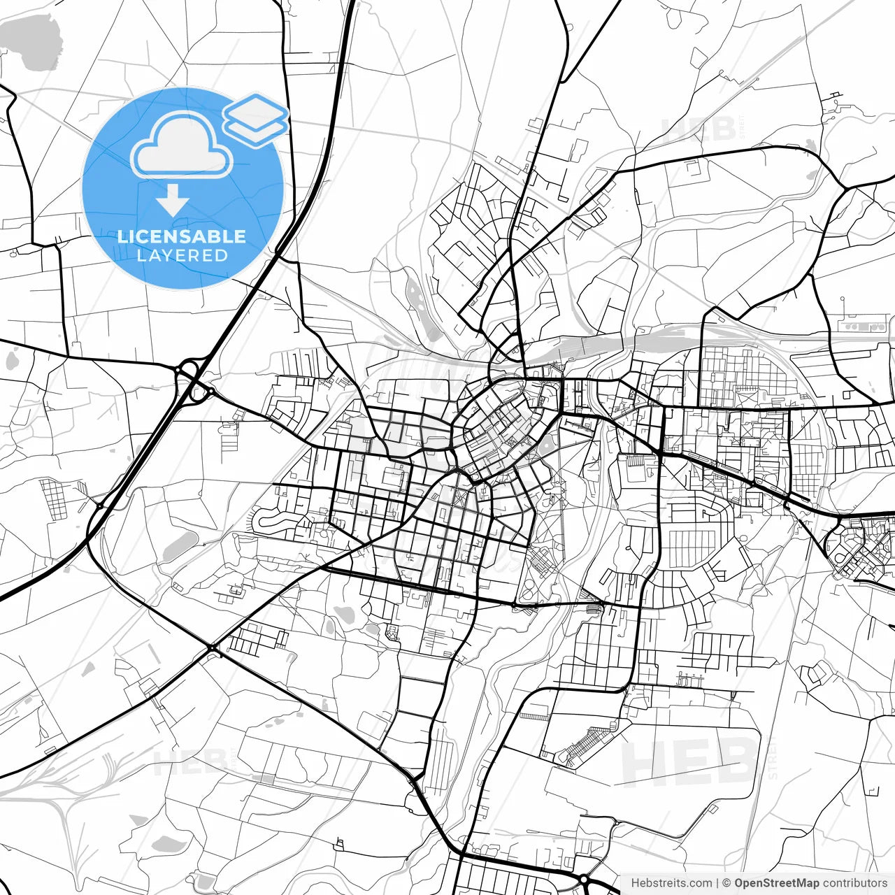 Layered PDF map of Legnica, Lower Silesian, Poland