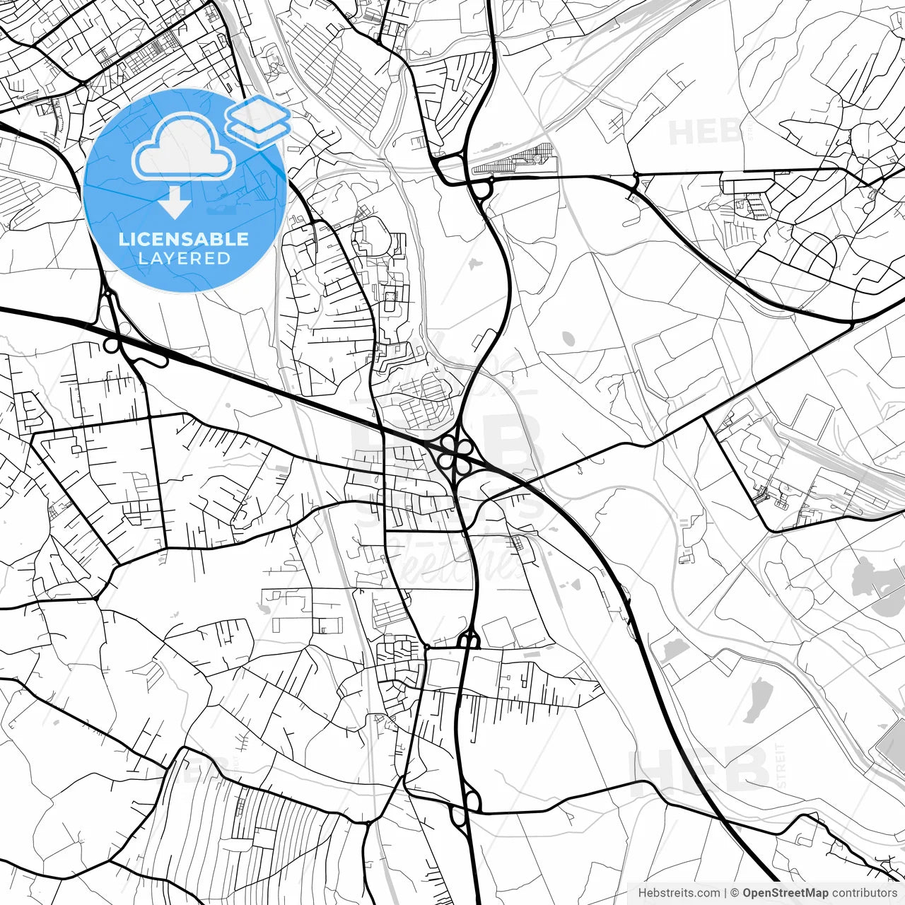 Layered PDF map of Mysłowice, Silesian, Poland