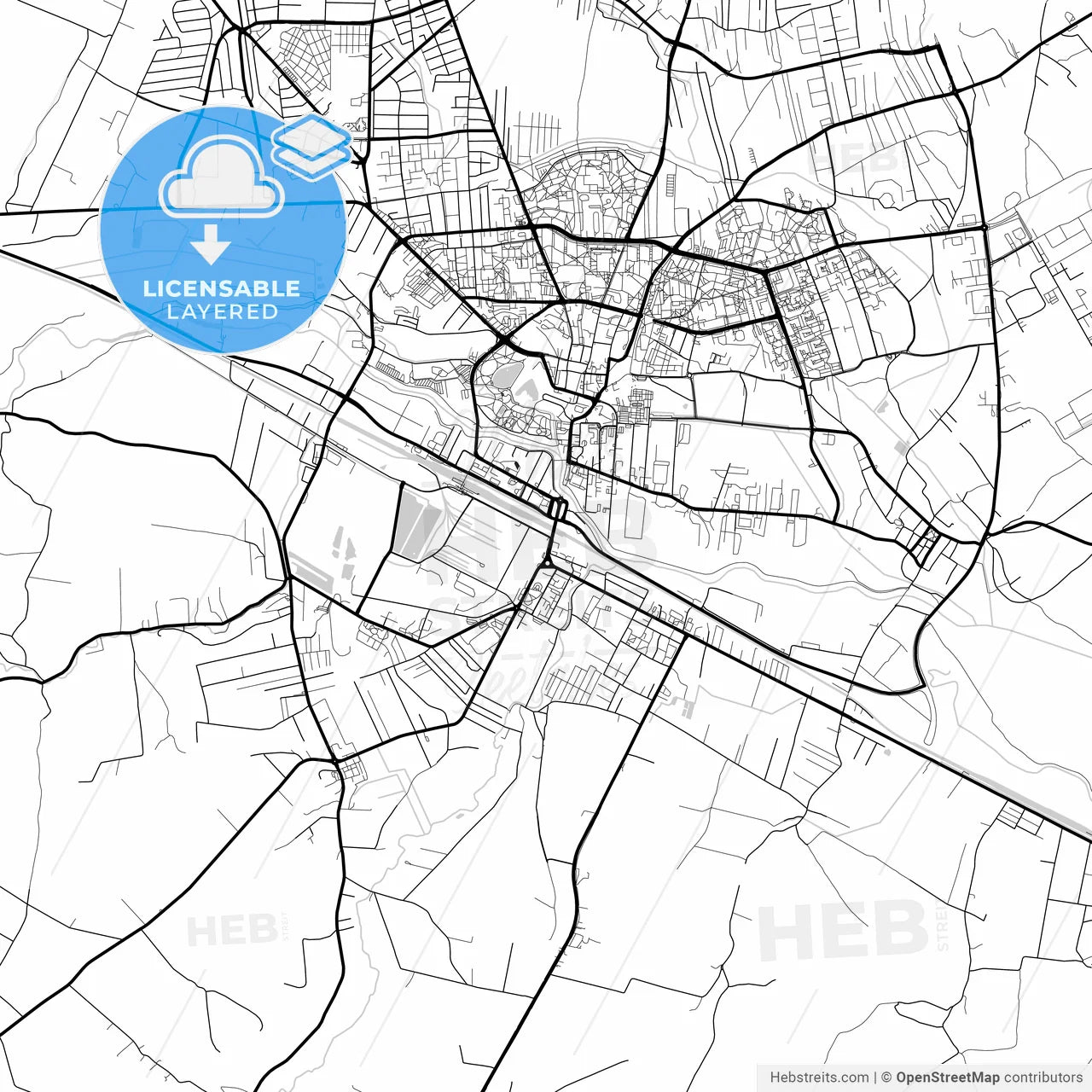 Layered PDF map of Ostrowiec Świętokrzyski, Świętokrzyskie, Poland
