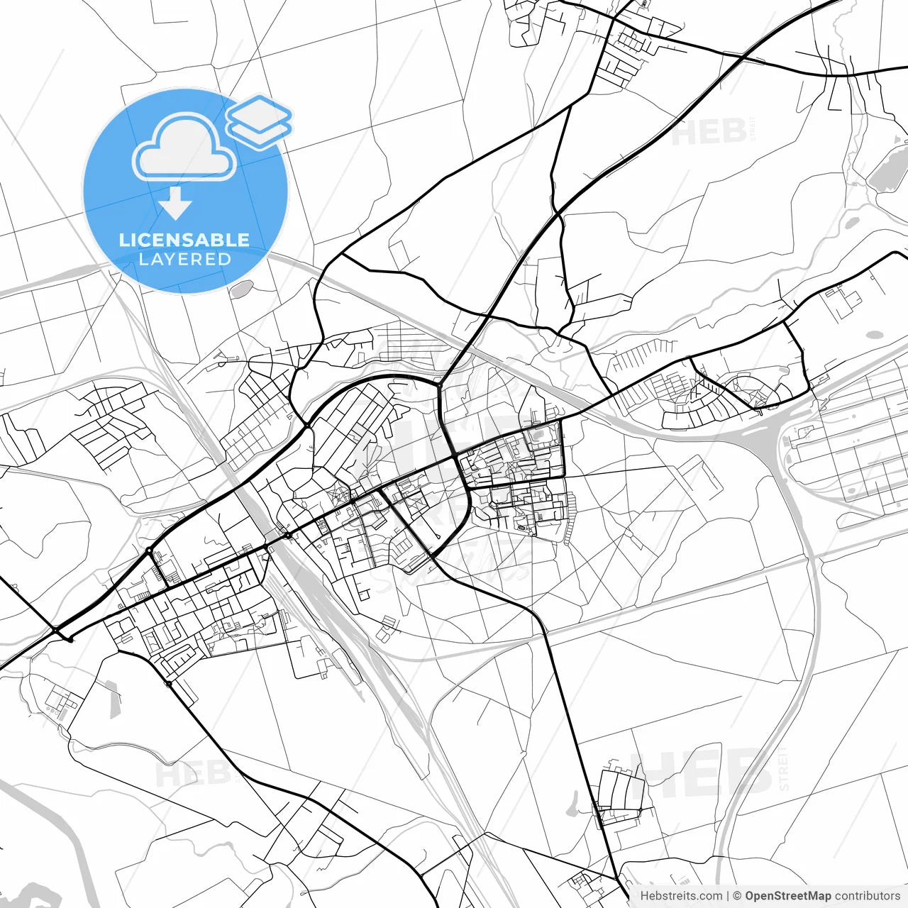 Layered PDF map of Kędzierzyn-Koźle, Opole, Poland