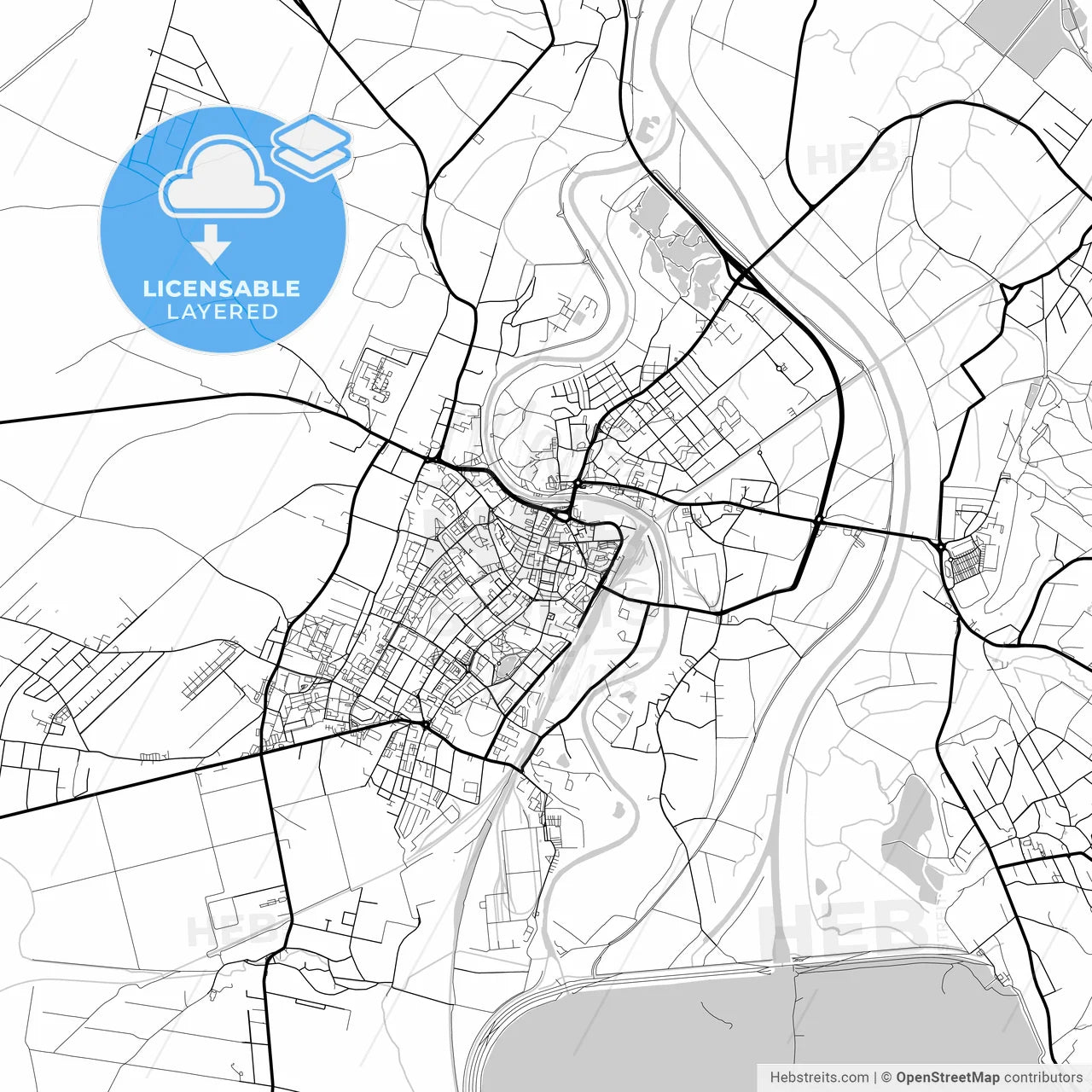 Layered PDF map of Racibórz, Silesian, Poland