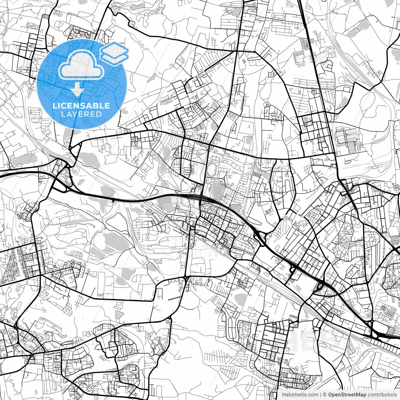 Layered PDF map of Świętochłowice, Silesian, Poland