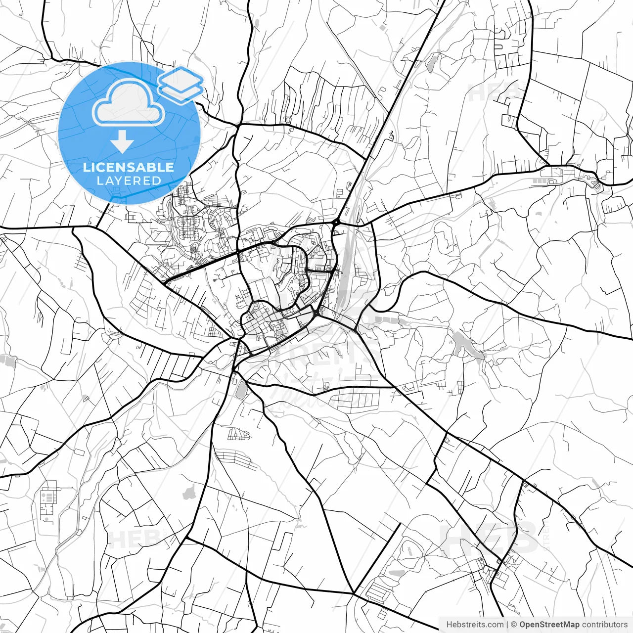 Layered PDF map of Wodzisław Śląski, Silesian, Poland