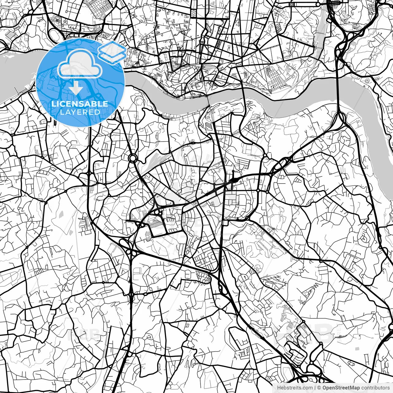 Layered PDF map of Vila Nova de Gaia, Porto, Portugal
