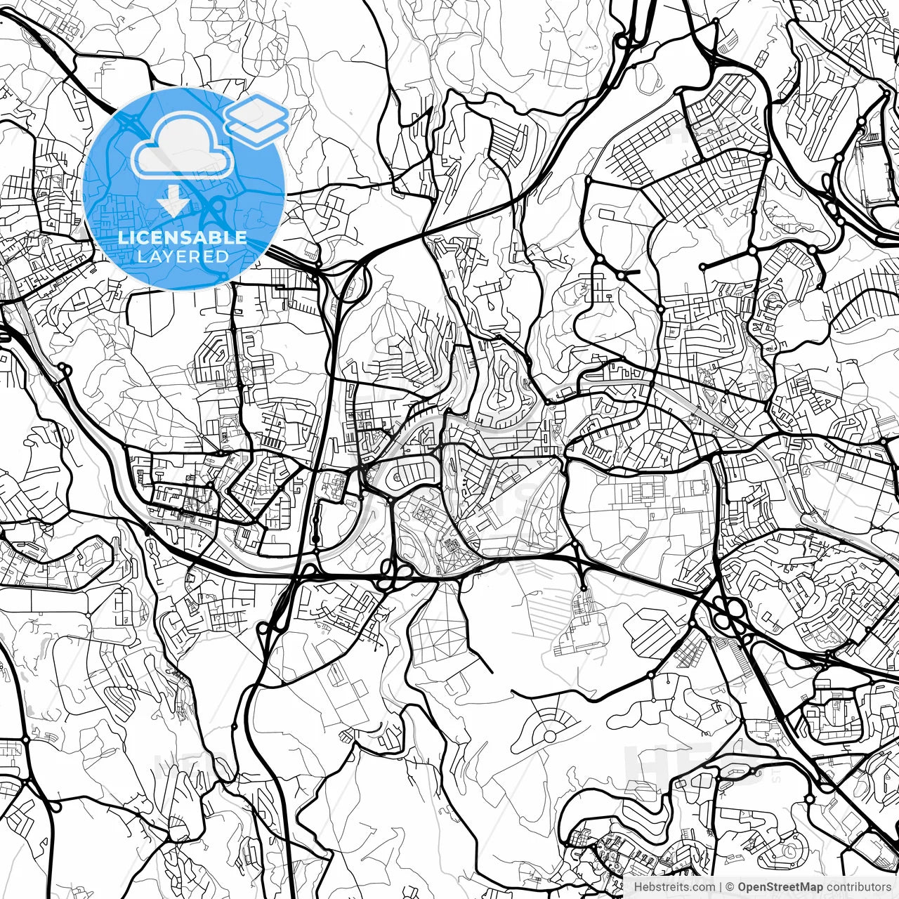 Layered PDF map of Queluz, Lisbon, Portugal