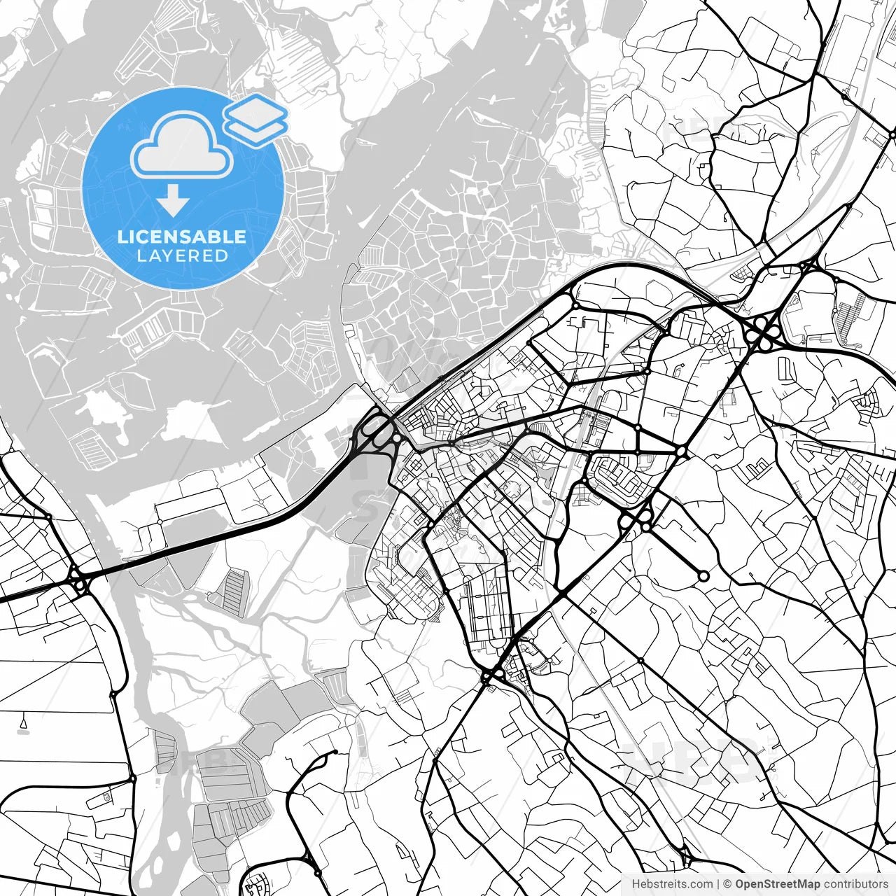 Layered PDF map of Aveiro, Aveiro, Portugal