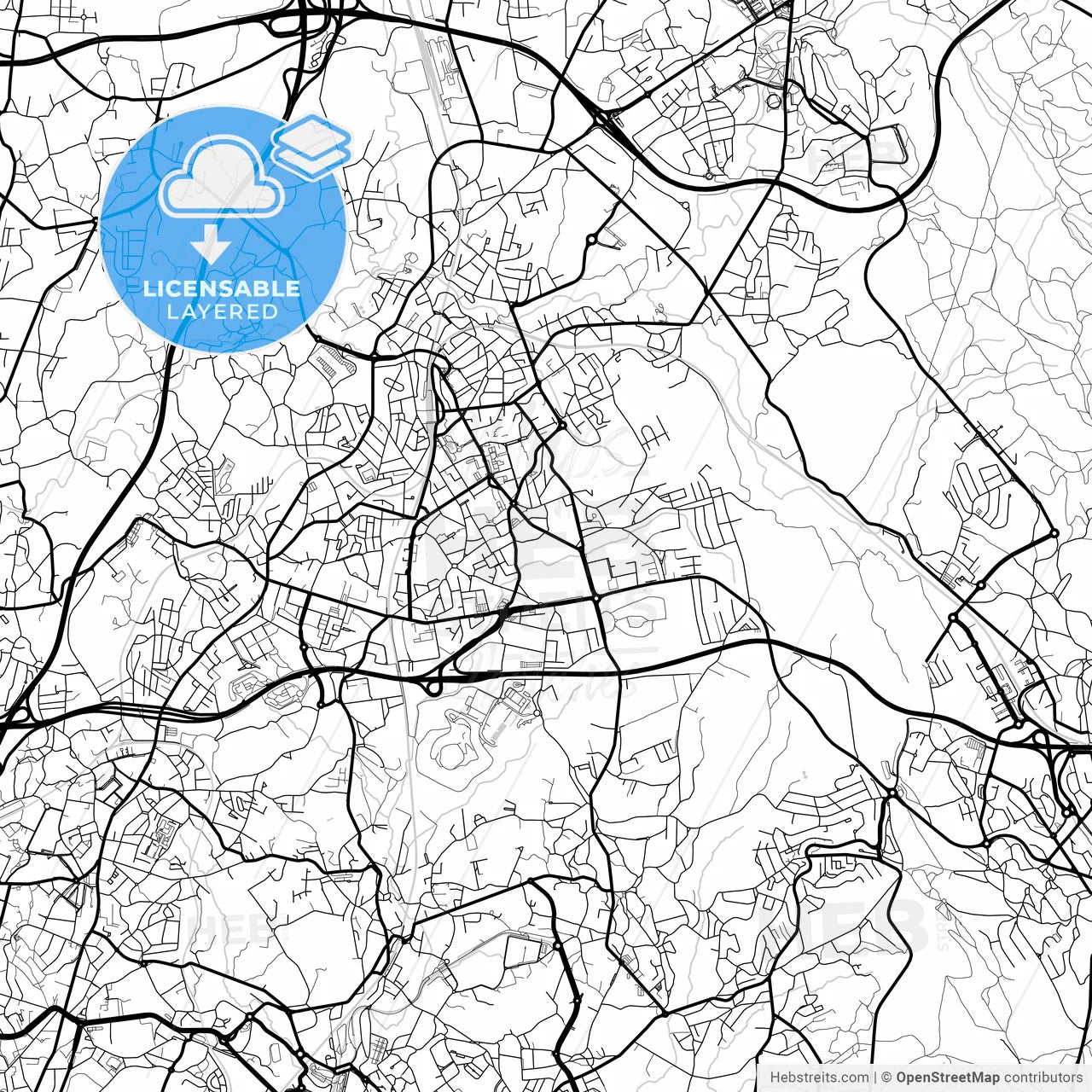 Layered PDF map of Ermesinde, Porto, Portugal