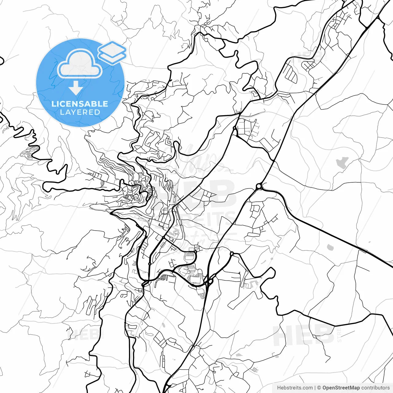 Layered PDF map of Covilhã, Castelo Branco, Portugal
