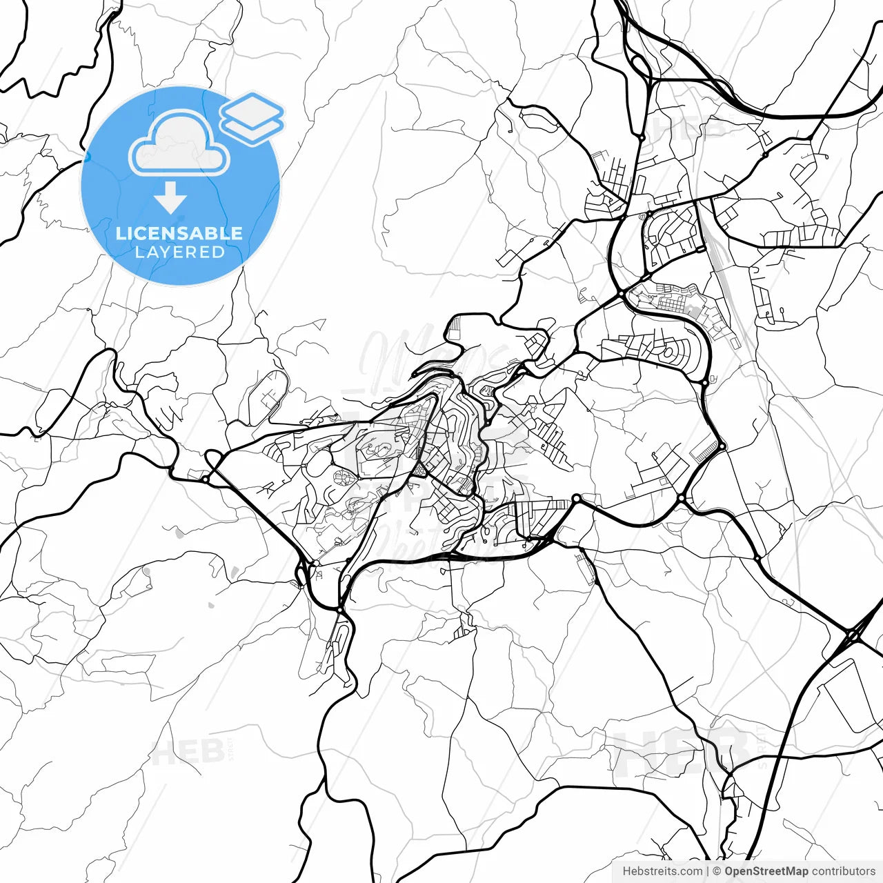 Layered PDF map of Guarda, Guarda, Portugal