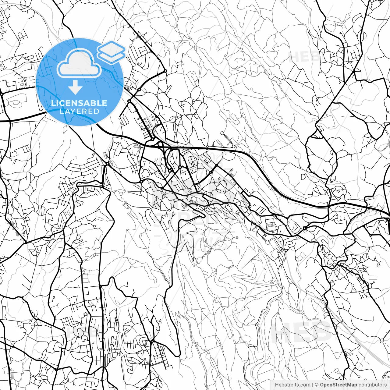 Layered PDF map of Valongo, Porto, Portugal