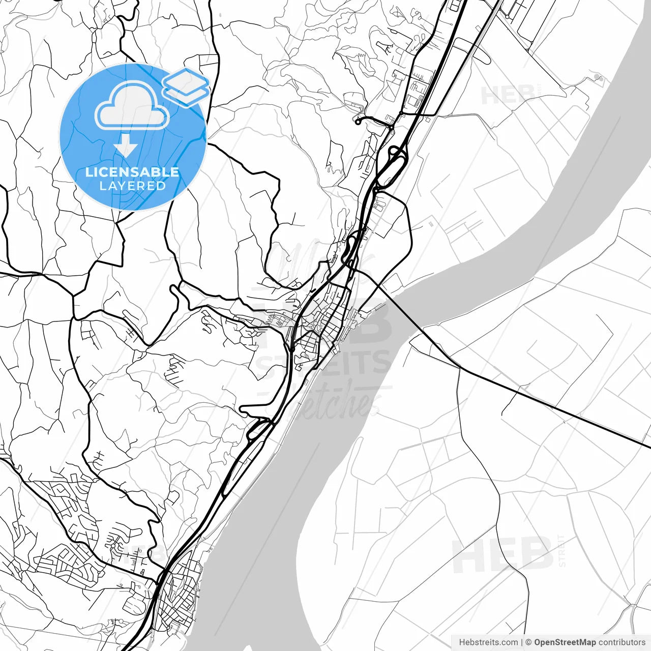 Layered PDF map of Vila Franca de Xira, Lisbon, Portugal