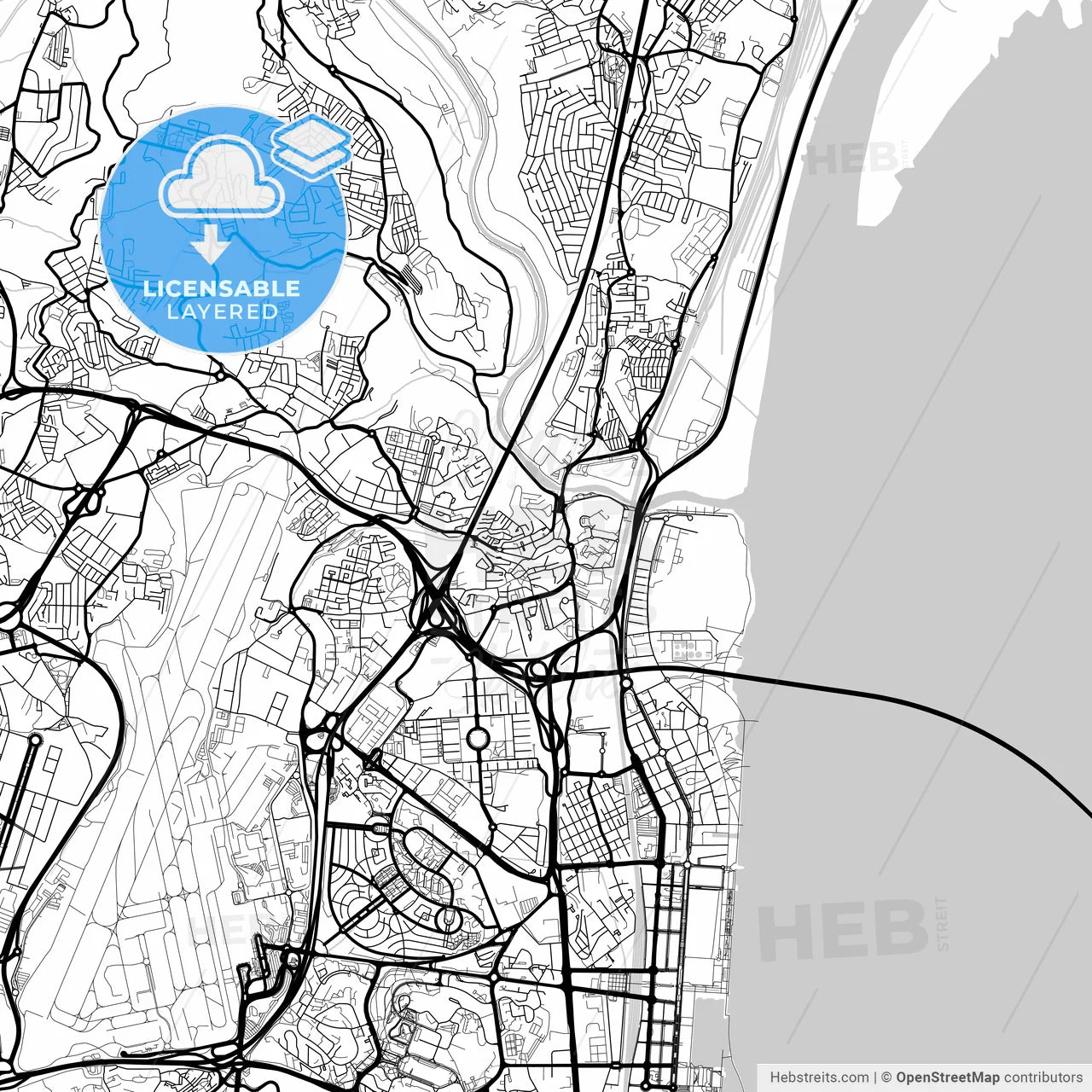 Layered PDF map of Sacavém, Lisbon, Portugal