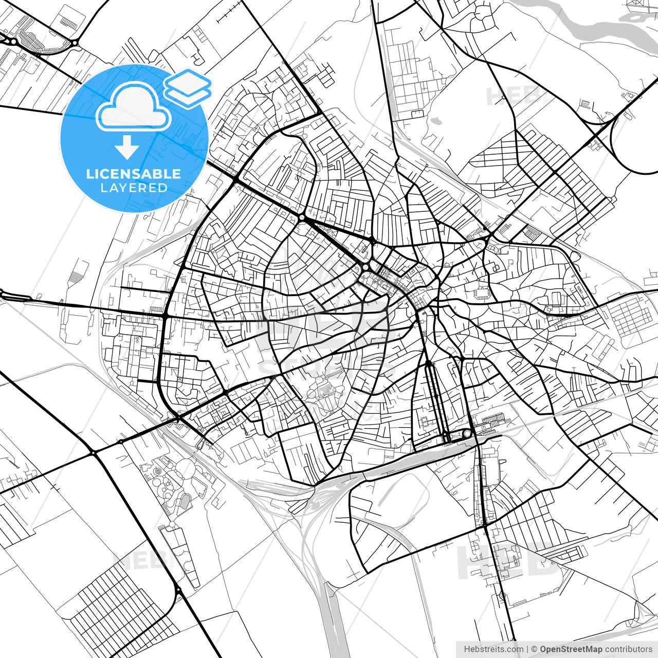 Layered PDF map of Ploiești, Prahova, Romania