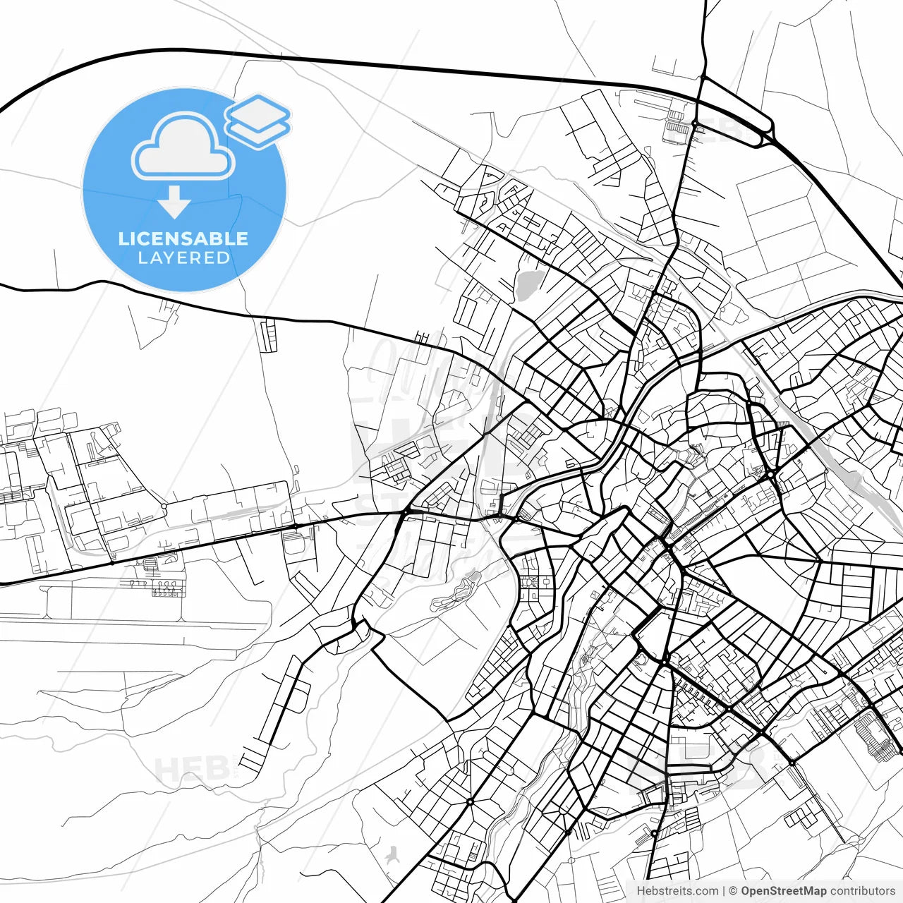 Layered PDF map of Sibiu, Sibiu, Romania