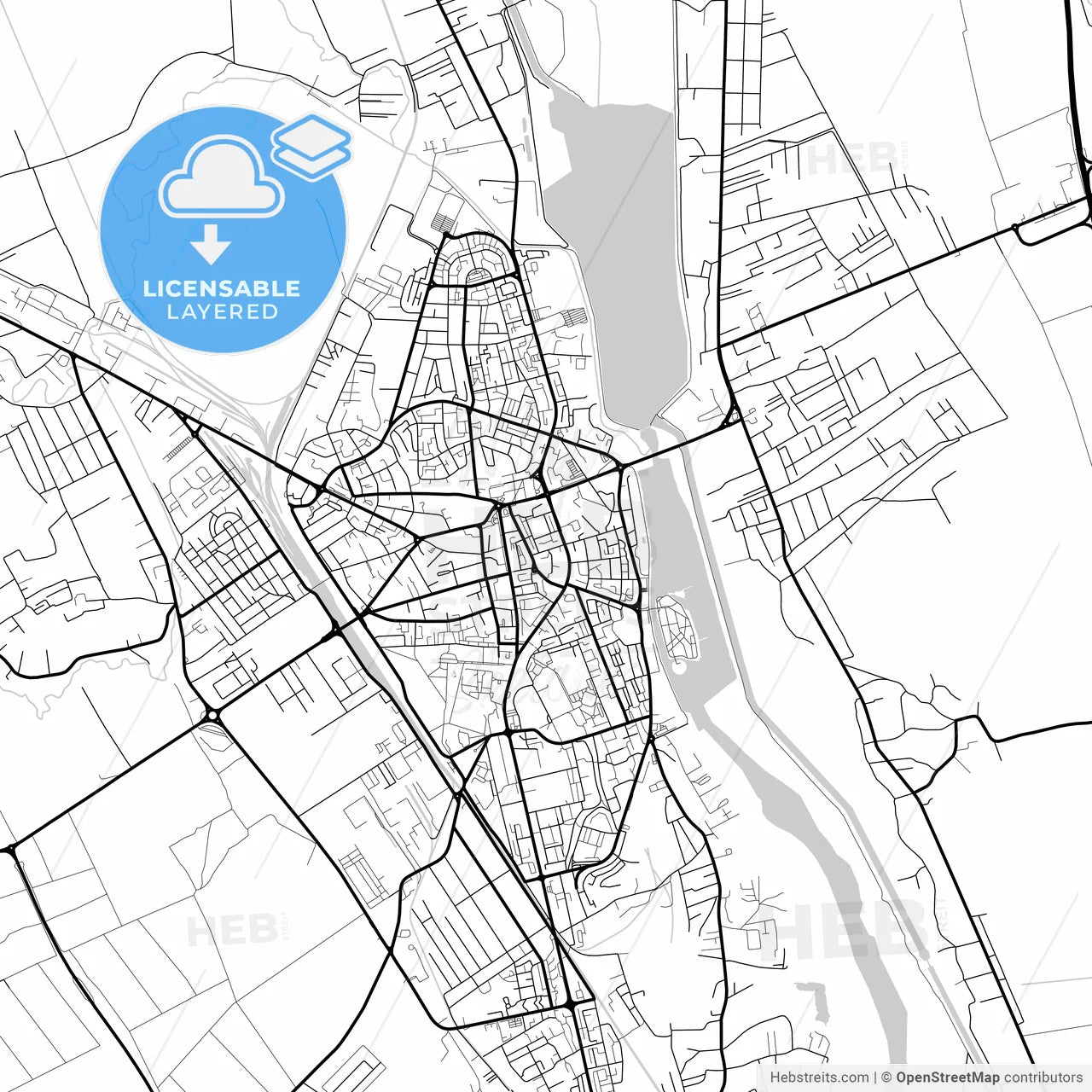 Layered PDF map of Bacău, Bacău, Romania