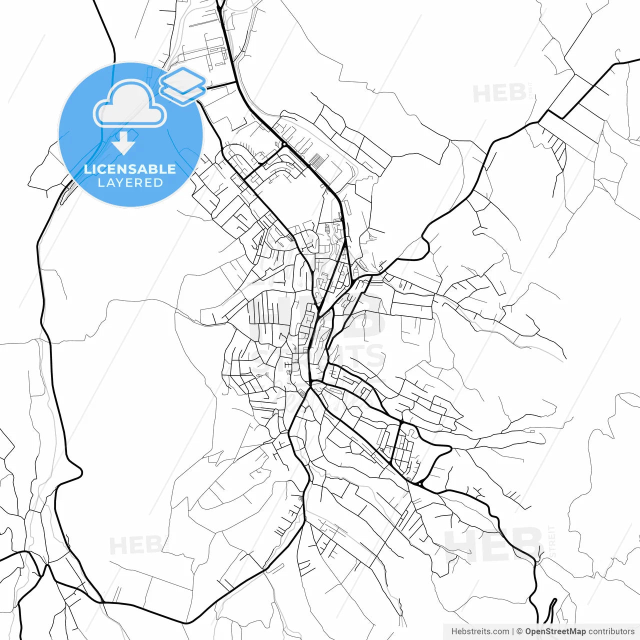 Layered PDF map of Zalău, Sălaj, Romania