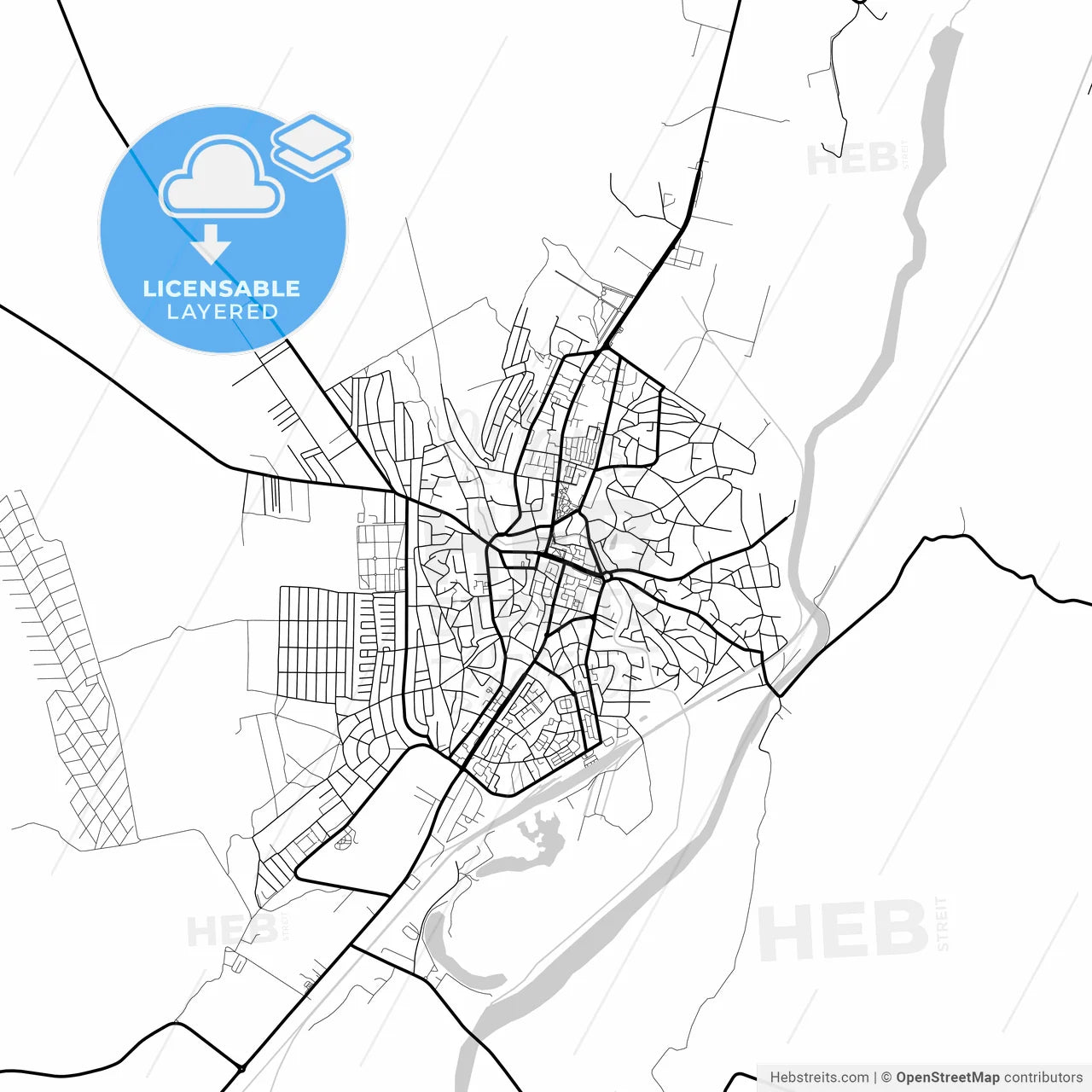 Layered PDF map of Bârlad, Vaslui, Romania