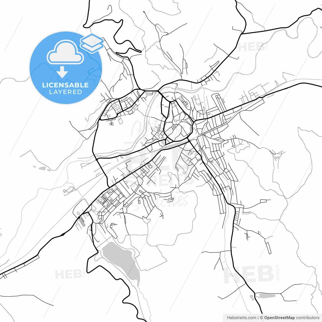 Layered PDF map of Mediaș, Sibiu, Romania
