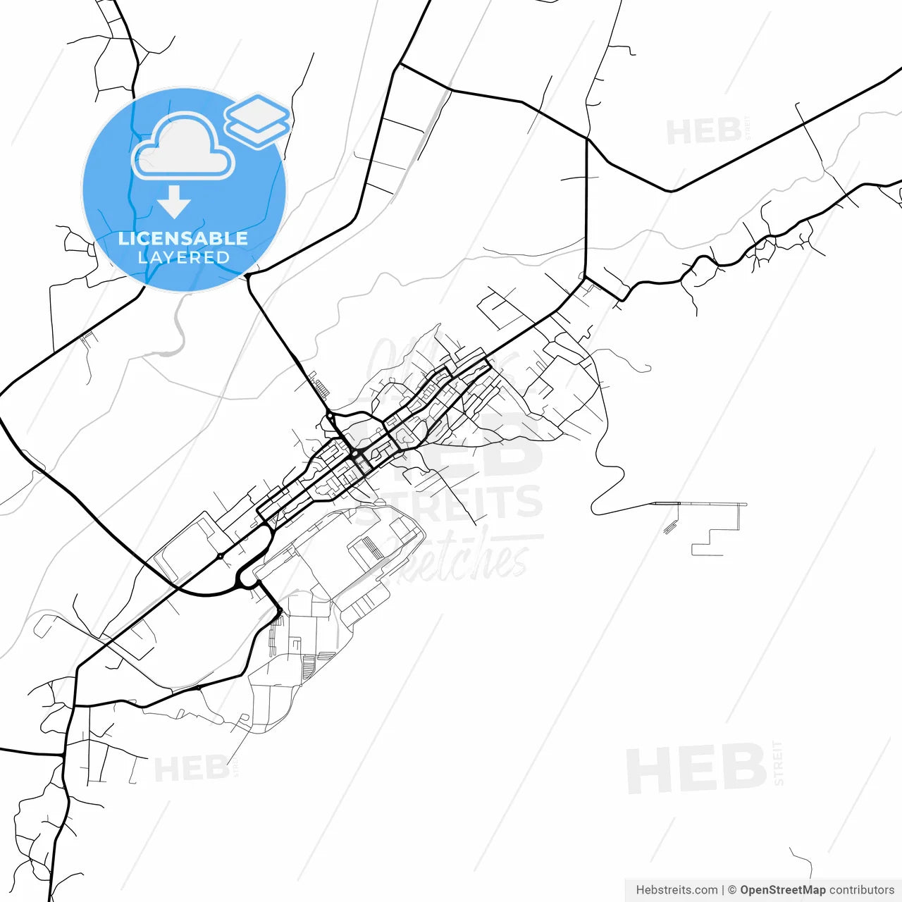 Layered PDF map of Mioveni, Argeș, Romania