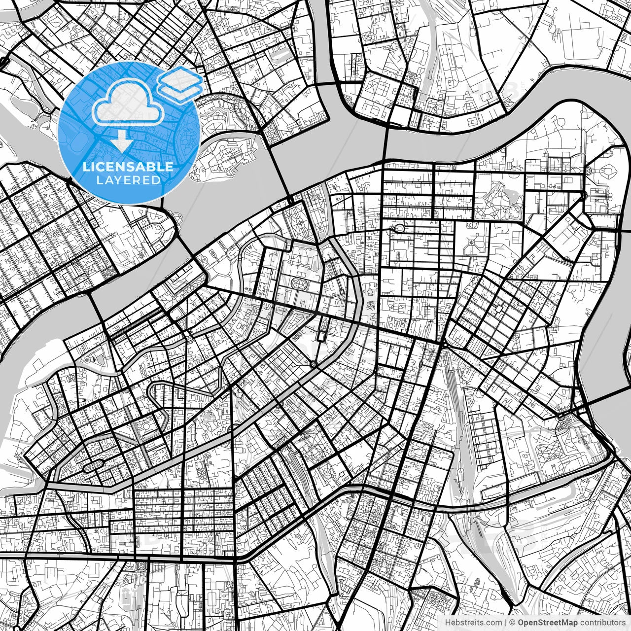 Layered PDF map of Saint Petersburg, Saint Petersburg , Russia