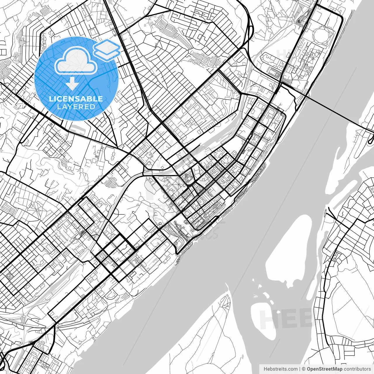 Layered PDF map of Volgograd, Volgograd Oblast, Russia