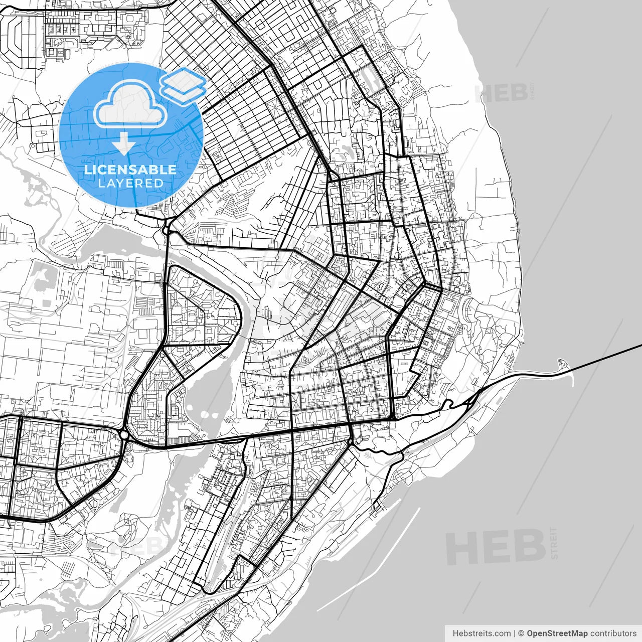 Layered PDF map of Ulyanovsk, Ulyanovsk Oblast, Russia
