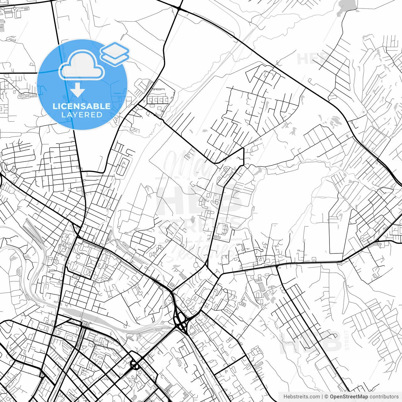 Layered PDF map of Khabarovsk, Khabarovsk Krai, Russia
