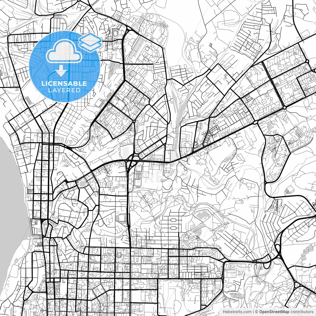 Layered PDF map of Tomsk, Tomsk Oblast, Russia