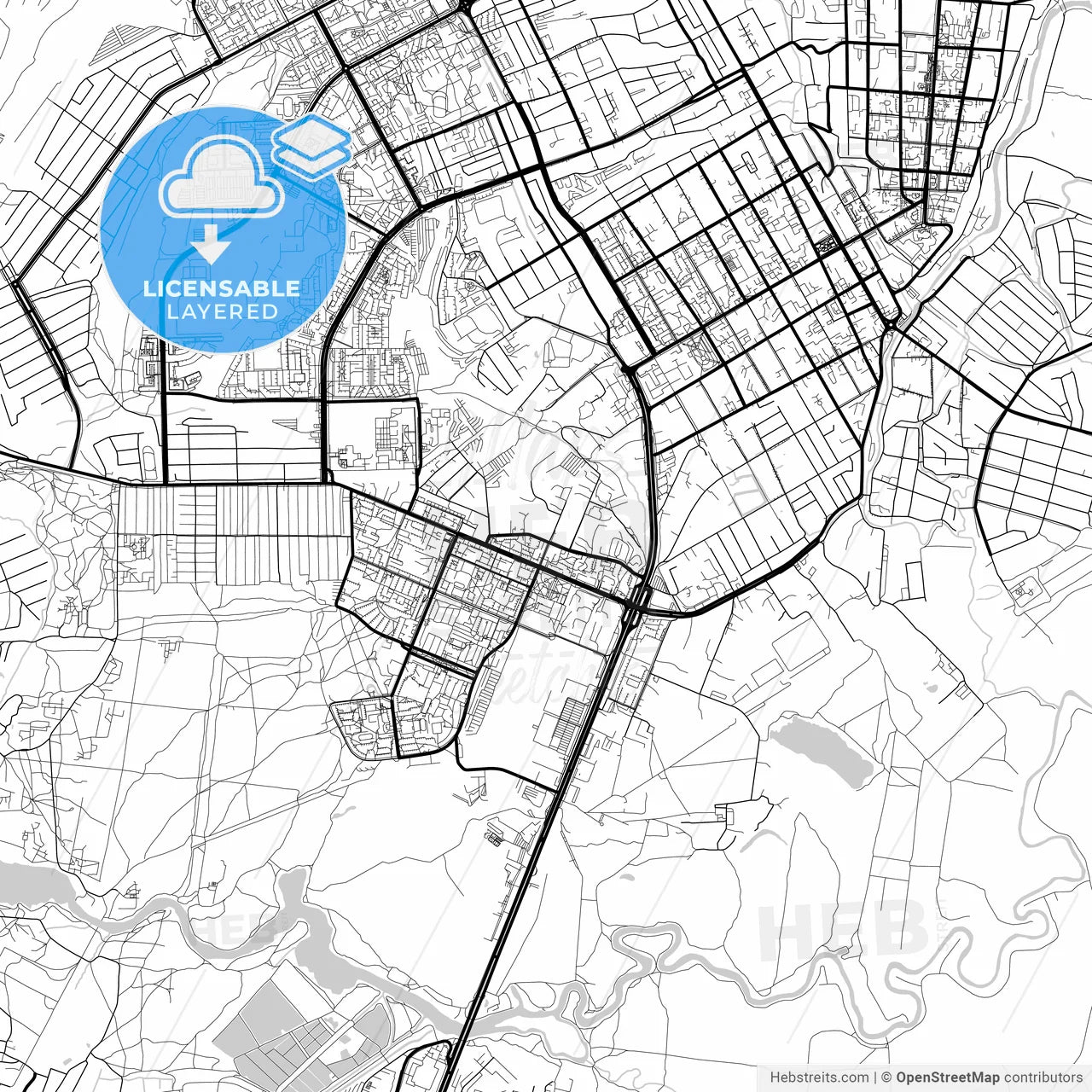 Layered PDF map of Kursk, Kursk Oblast, Russia