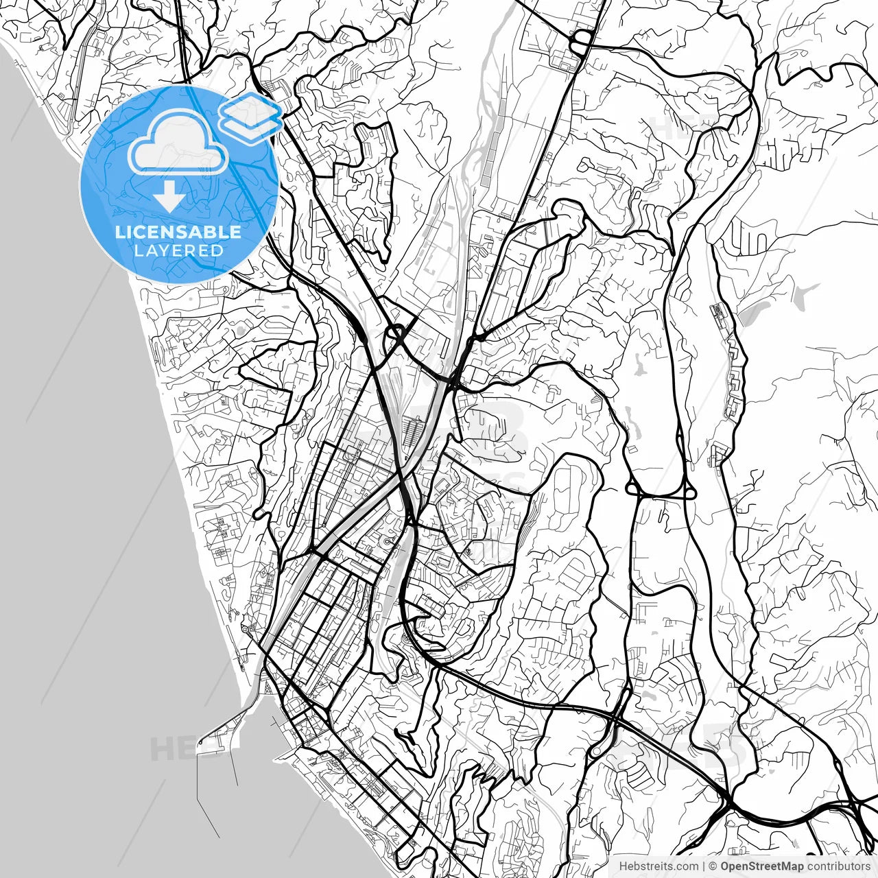 Layered PDF map of Sochi, Krasnodar Krai, Russia