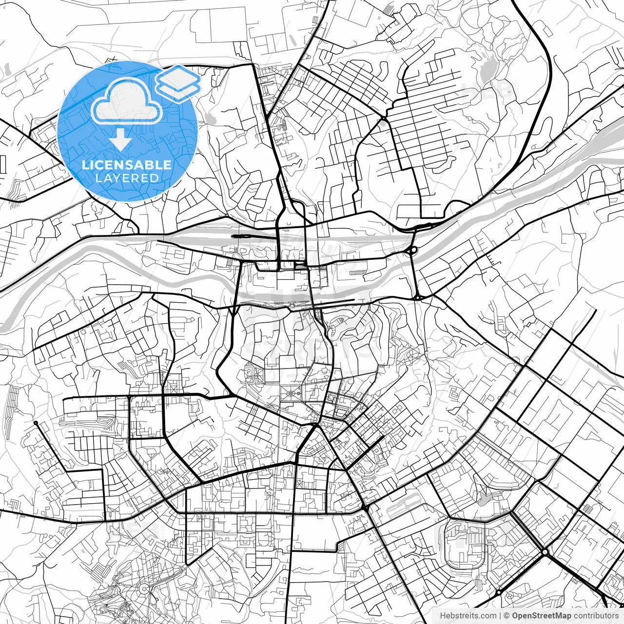 Layered PDF map of Smolensk, Smolensk Oblast, Russia