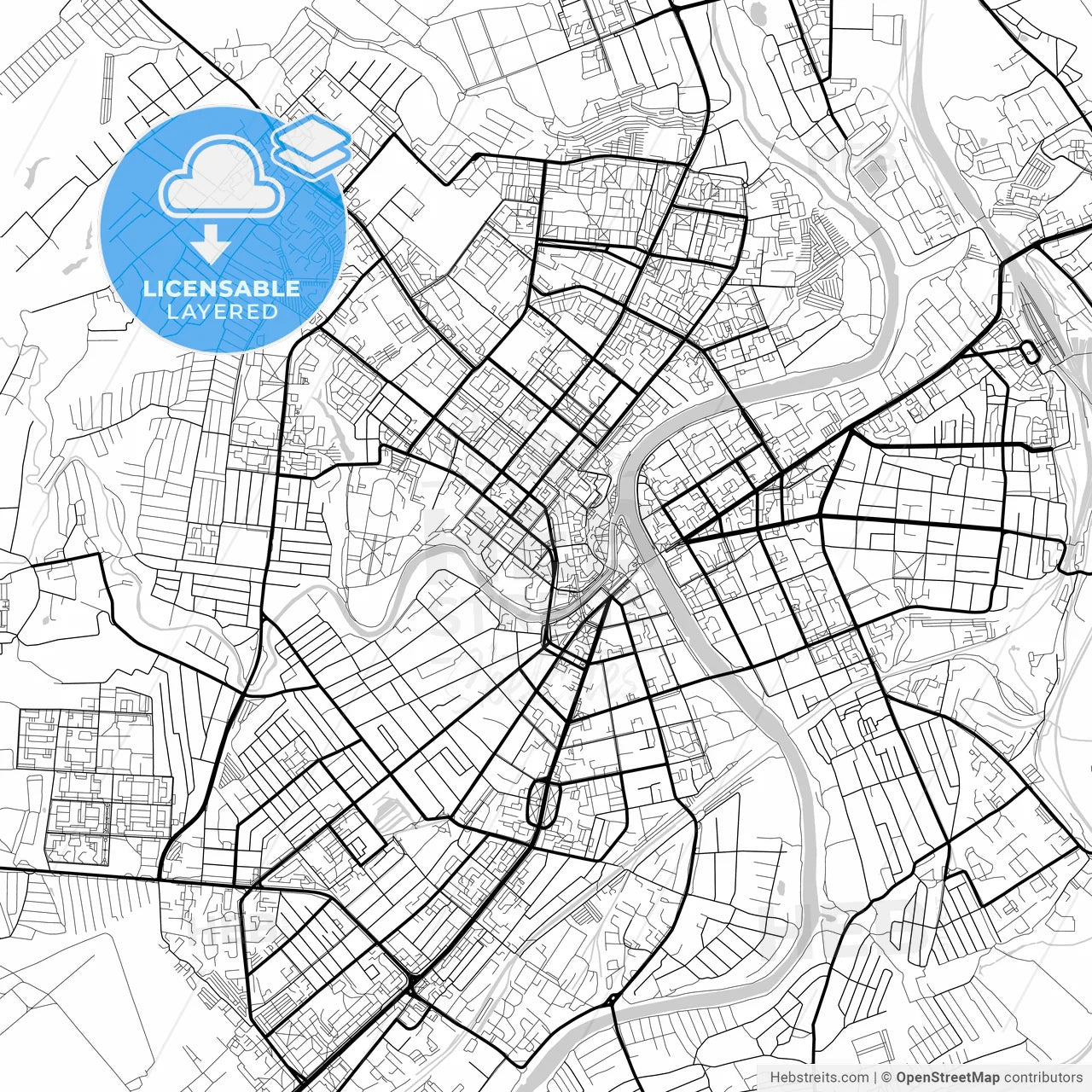Layered PDF map of Oryol, Oryol Oblast, Russia