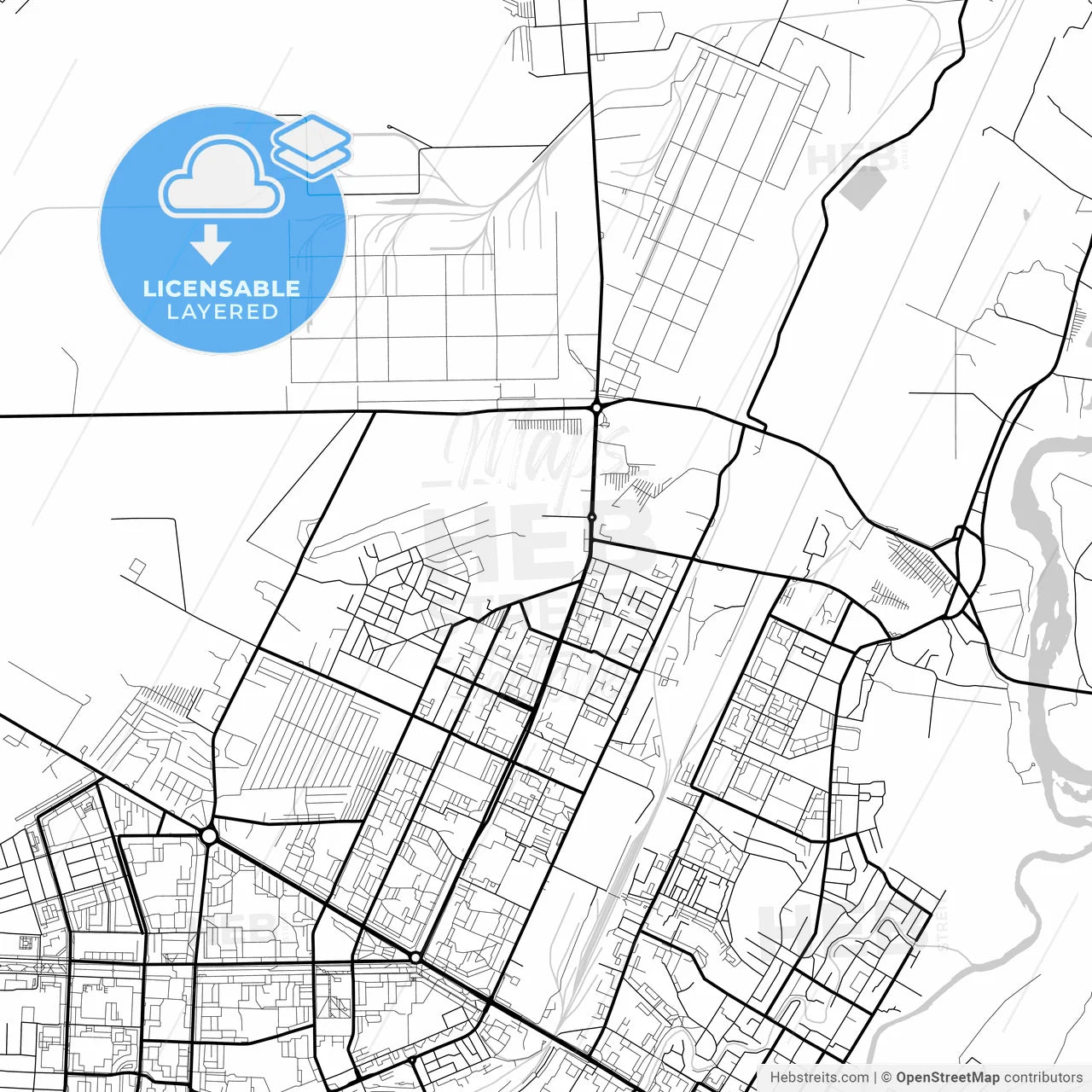 Layered PDF map of Sterlitamak, Republic of Bashkortostan, Russia