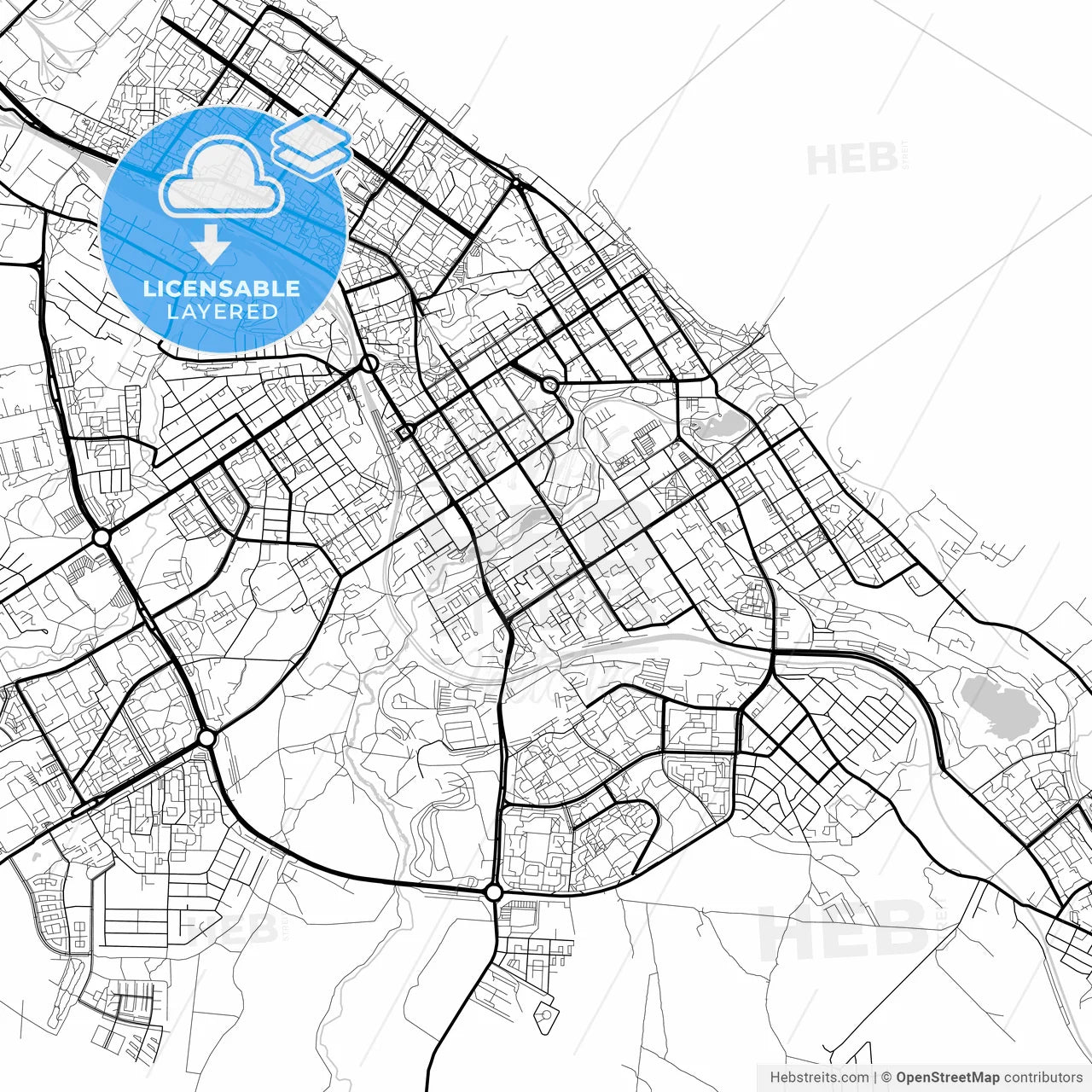 Layered PDF map of Petrozavodsk, Republic of Karelia, Russia