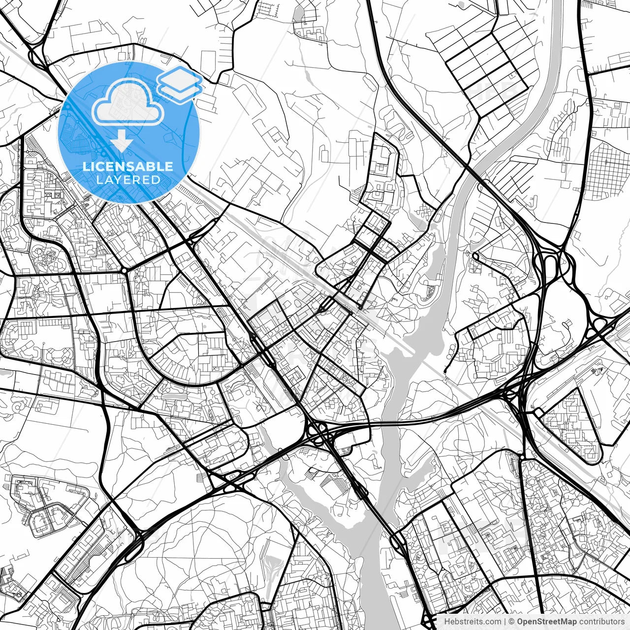 Layered PDF map of Khimki, Moscow Oblast, Russia
